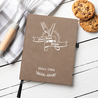 Fork and knife notebook with date and name 