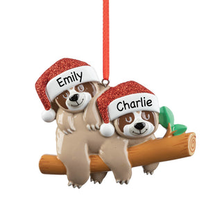 Sloth Family of 2 Personalized Ornament