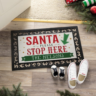 Santa Stop Here Insert and Ornate Rubber Doormat Frame