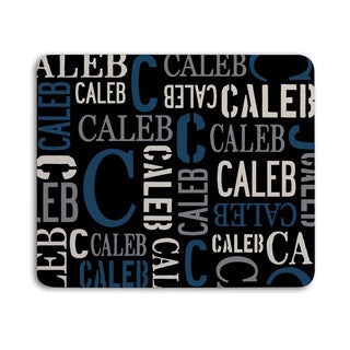 Blue & Black Name Pattern Mouse Pad