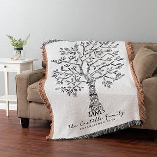 Our Family Tree Fringe Throw Blanket