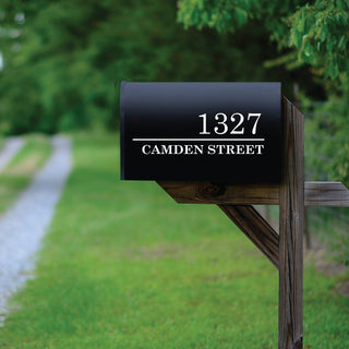 Lined Street Number White Mailbox Vinyl Decal