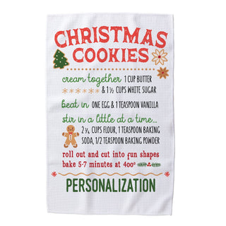 Christmas Cookie Recipe Personalized Waffle Kitchen Towel