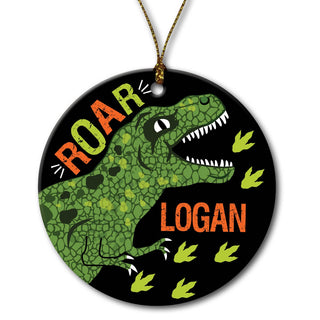 Roar Dinosaur Personalized Round Ceramic Ornament