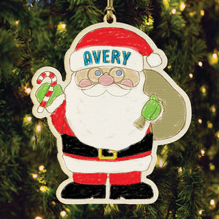 Santa Personalized White DIY Wood Ornament 