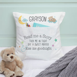 Read me a story throw pocket pillow with name