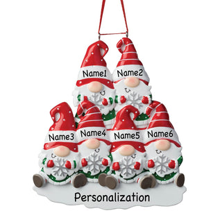 Gnome Family of 6 Personalized Ornament