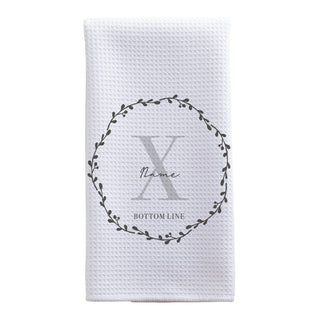 Vine Wreath Personalized Waffle Tea Towel