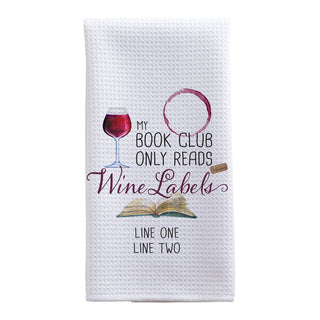 Book Club Wine Personalized Waffle Tea Towel