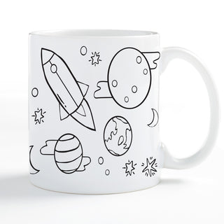 DIY Color Your Own Space Theme White Coffee Mug - 11 oz.