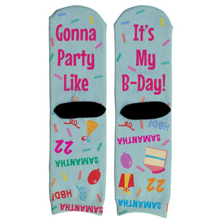 Colorful Birthday Icons Personalized Adult Crew Socks