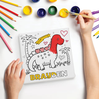 DIY Valentine's Day Dinosaur Theme Personalized 8x8 Canvas