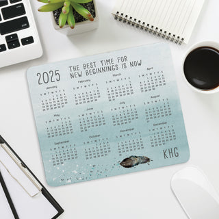 New Beginnings Light Blue Calendar Personalized Mouse Pad