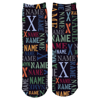 Multi-Color Pattern for Him Personalized Adult Crew Socks