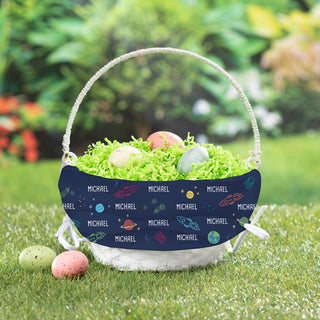 Space Theme Pattern Personalized Easter Basket