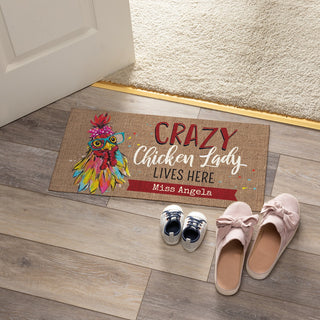 Crazy chicken lady doormat with name