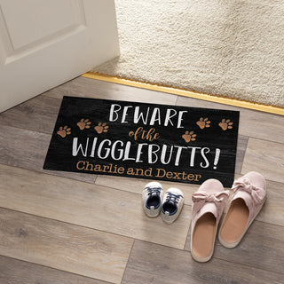 Beware of wigglebutts doormat with names