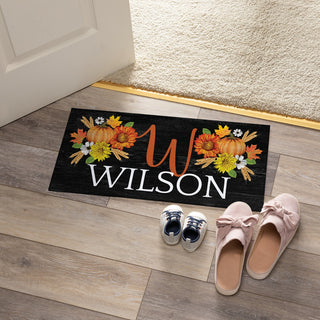 Fall floral doormat with initial and name