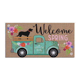 Welcome Spring Teal Truck - Ð 12x27 Inch Entry Mat