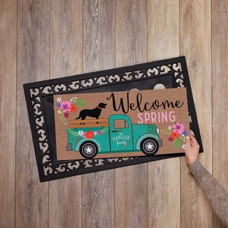 Welcome Spring Teal Truck - Ð 12x27 Inch Entry Mat