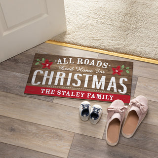 Road lead to home narrow doormat with family name