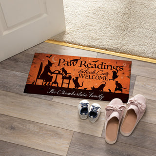 Paw reading narrow doormat with family name