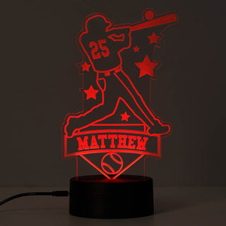 Baseball Player Personalized Acrylic LED Night Light