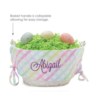 Multi-Color Gingham With Purple Name Easter Basket