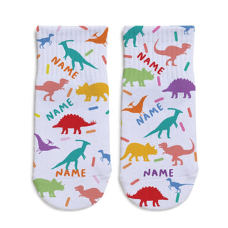 Dinosaur Theme Personalized Toddler Socks