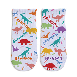 Dinosaur theme toddler socks with name 