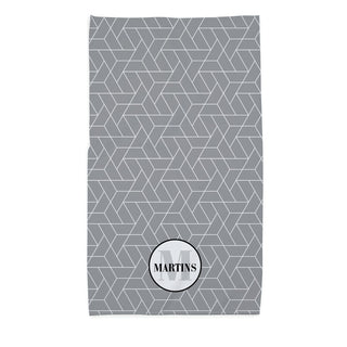 Modern Geometric Pattern Personalized Gray Bath Towel