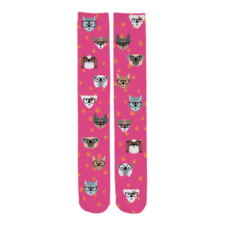 Hot Pink Dog Face Theme Personalized Adult Tube Socks