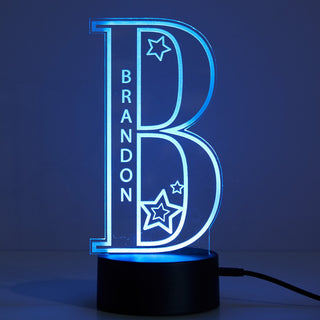 Star acrylic night light with name and initial 