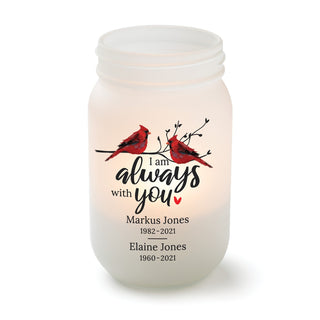 Always with You Cardinals Frosted Mason Jar Votive Holder