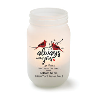 Always with You Cardinals Frosted Mason Jar Votive Holder