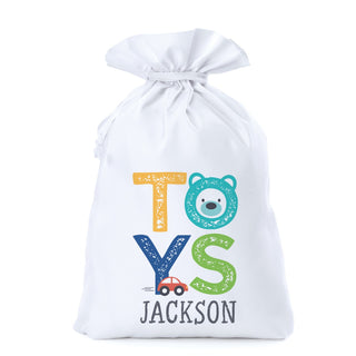 Fun Boy's Toy Bag 18x27 White Drawstring Sack