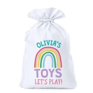 Let's Play Toy Bag 18x27 White Drawstring Sack