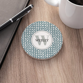 Pattern for him round desk coaster with initial and name 