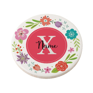 Floral Personalized Round Desk Coaster