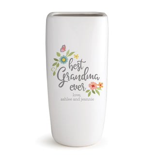 Best Grandma Ever Personalized White Ceramic Vase