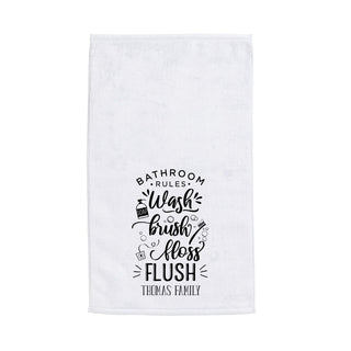 Family Bathroom Rules Personalized Hand Towel