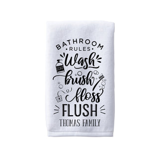 Family Bathroom Rules Personalized Hand Towel