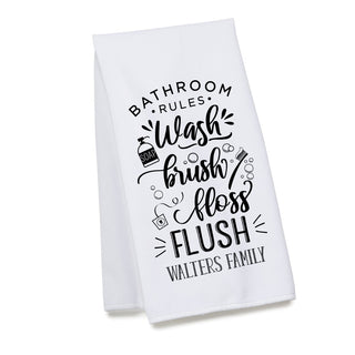 Family Bathroom Rules Personalized Bath Towel