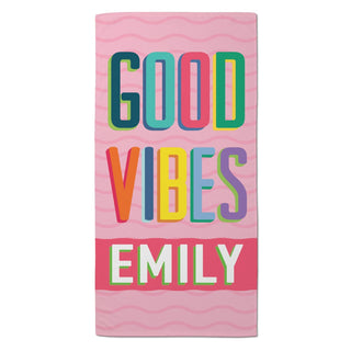 Good Vibes Personalized Velour Beach Towel