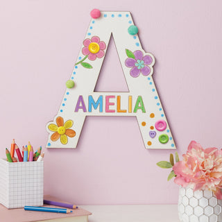 DIY Floral Letter White Wood Plaque