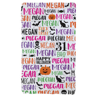 Pink Name Halloween Personalized Fuzzy Blanket