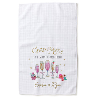 Champagne is Always a Good Idea Waffle Tea Towel