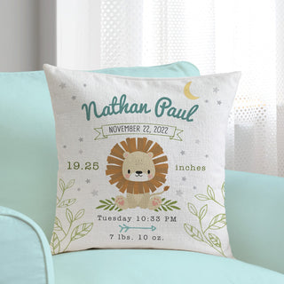 Personalized birth details 17" throw pillow 