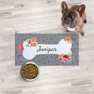 Floral dog bone pet mat