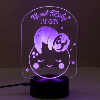 Sweet Baby Sloth Personalized Acrylic LED Night Light